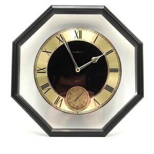 Howard Miller Octagon Floating Dial Wall Clock 11" Black Gold Tone MCM Working